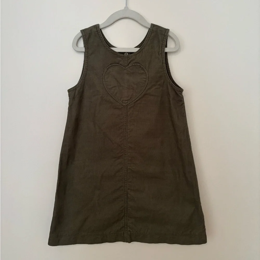 GAP Olive Green Sleeveless Heart Pinafore Dress
